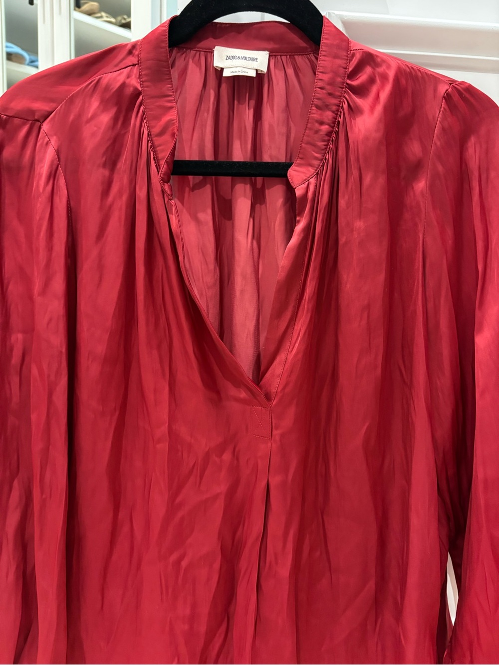Women’s Zadig & Voltaire burgundy silk blouse size XS - Picture 2 of 6